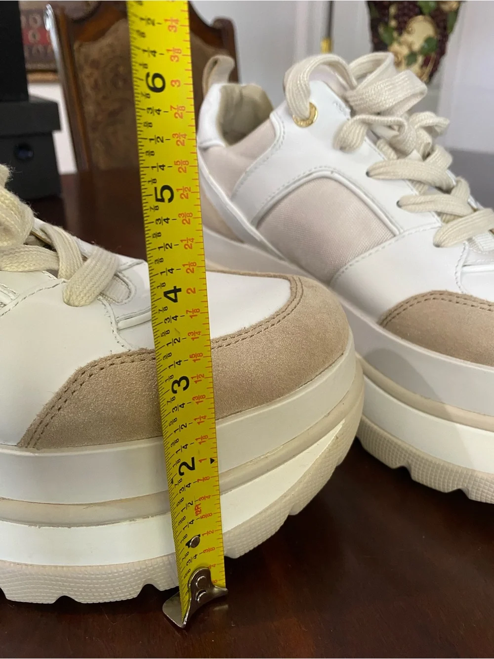 Michael Kors Cream and Tan Platform Lace-Up Sneakers
